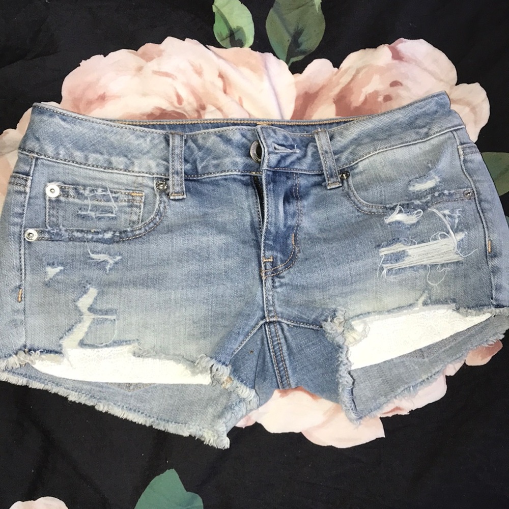ripped denim jean shorts